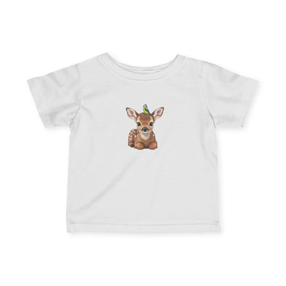 Rehkitz mit Blaumeise Baby T-Shirt Süßes Tiermotiv