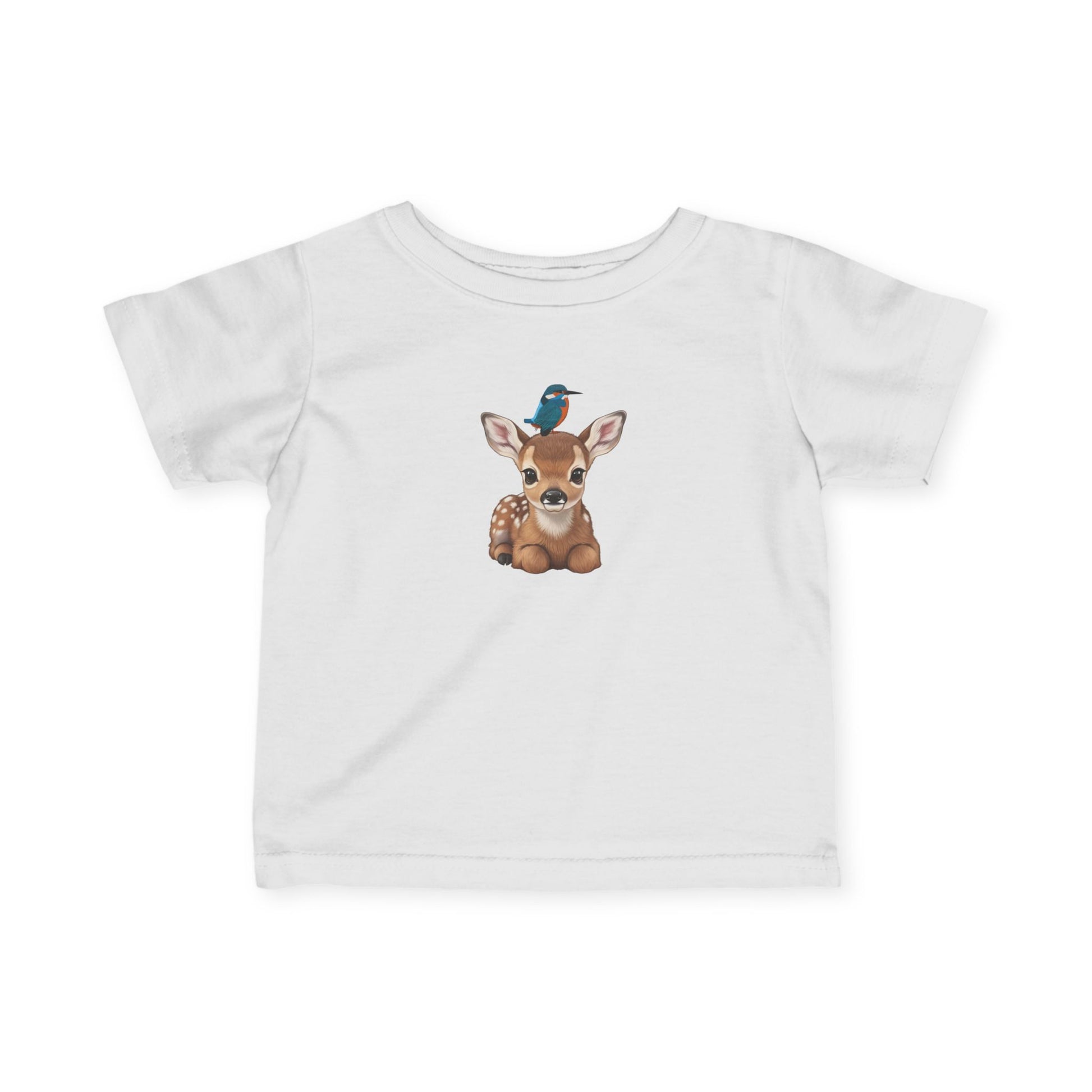 Rehkitz mit Eisvogel Baby T-Shirt Süßes Tiermotiv