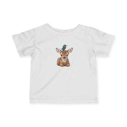 Rehkitz mit Eisvogel Baby T-Shirt Süßes Tiermotiv