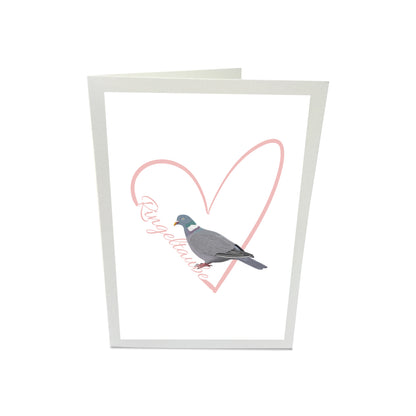 Ringeltaube Glückwunschkarte Vogel mit Herz Geburtstag Inklusive Umschlag