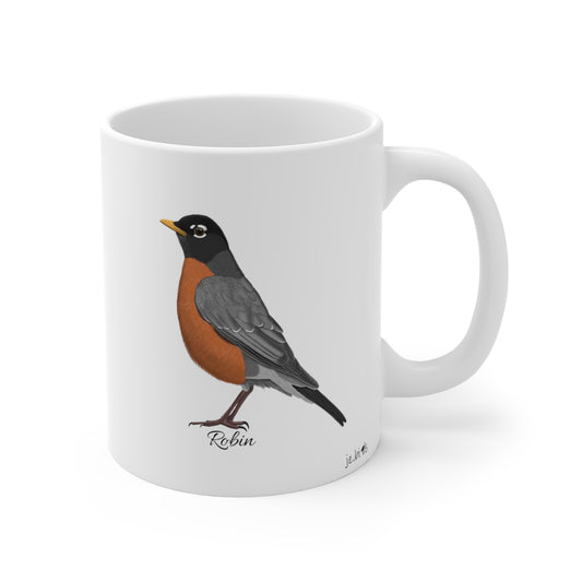 Robin Bird Ceramic Mug Birdwatcher White