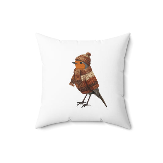 Robin Cozy Winter Christmas Bird Pillow – Double-Sided Bird Art – The Perfect Gift for Bird Lovers