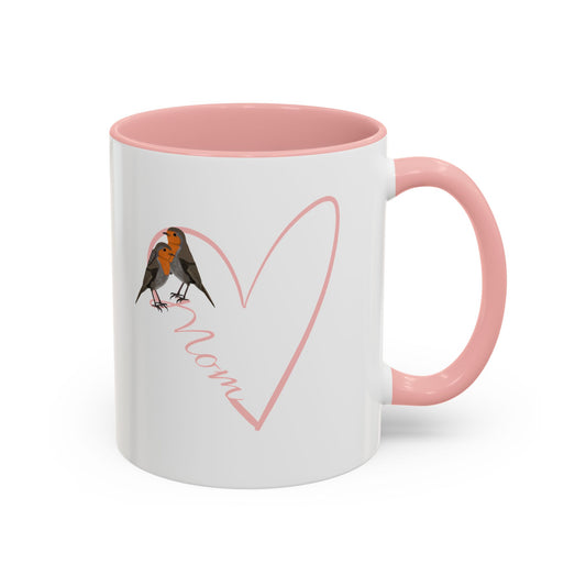 Robin Mother's Day Mom with Heart Bird Coffee Mug