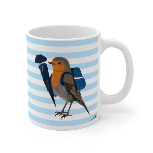 Robin School Enrollment First Day of School Bird Ceramic Mug 11oz Blue