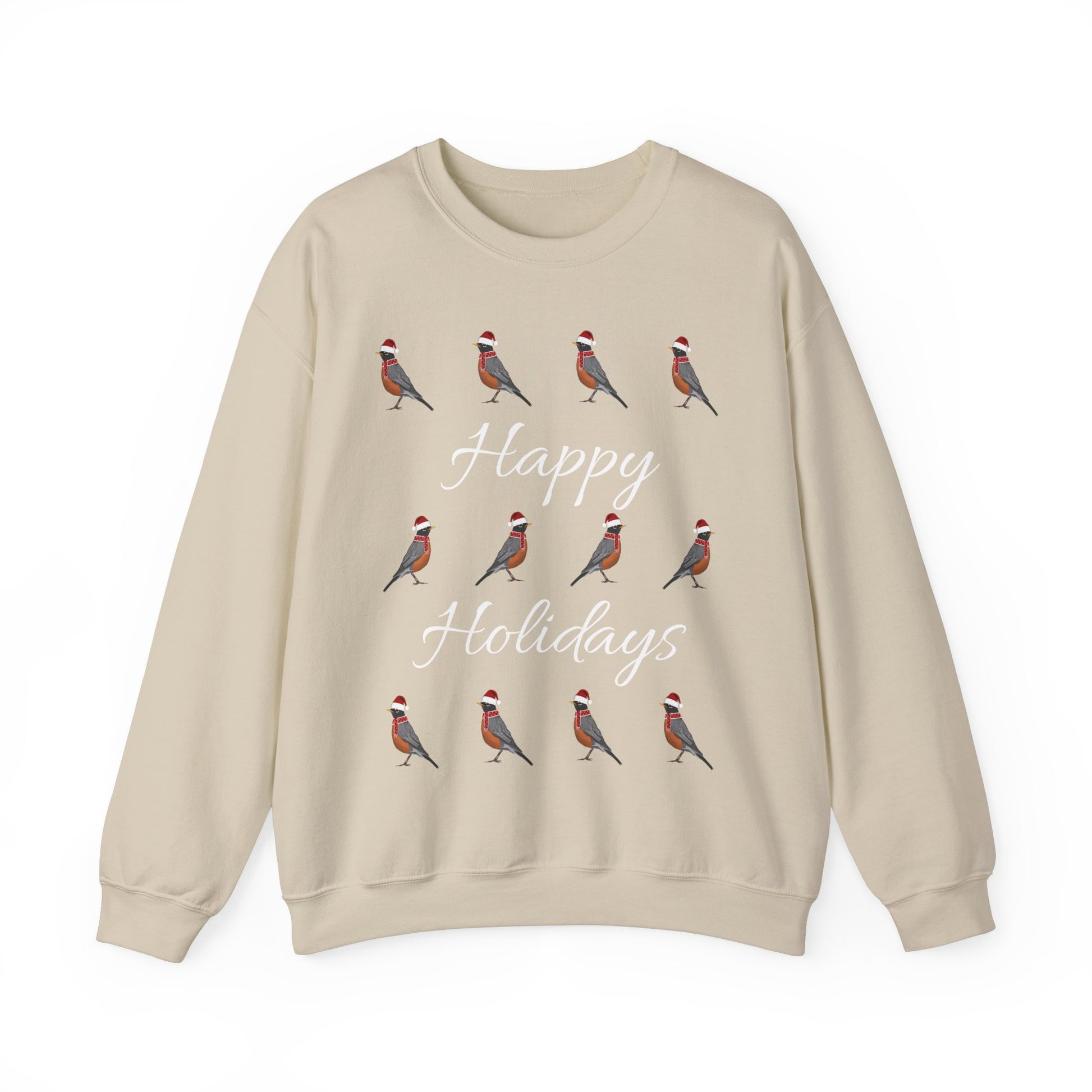 Robin as Santa with Hat and Scarf Happy Holidays Birdwatcher Christmas Bird Sweatshirt