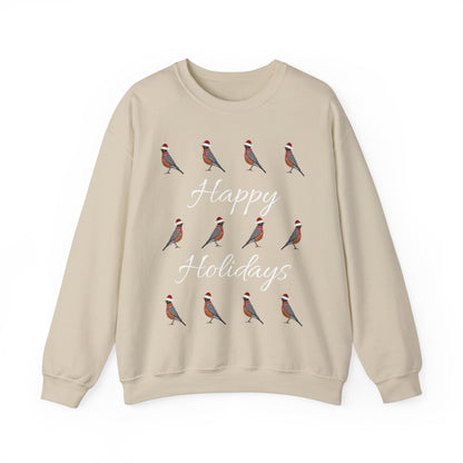 Robin as Santa with Hat and Scarf Happy Holidays Birdwatcher Christmas Bird Sweatshirt
