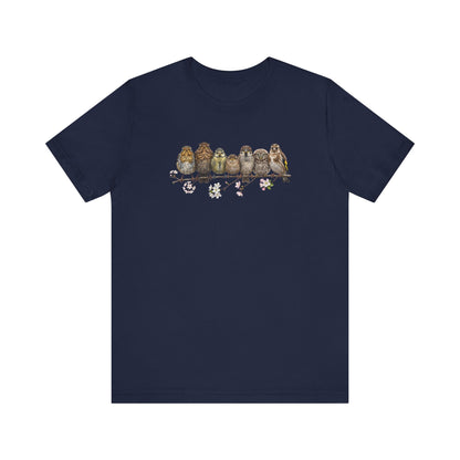 Rotkehlchen Amsel Blaumeise Jungvogel Premium T-Shirt | Frühlingsblüten Vogelmotiv für Vogelbeobachter