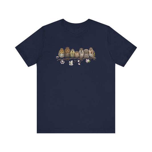 Rotkehlchen Amsel Blaumeise Jungvogel Premium T-Shirt | Frühlingsblüten Vogelmotiv für Vogelbeobachter