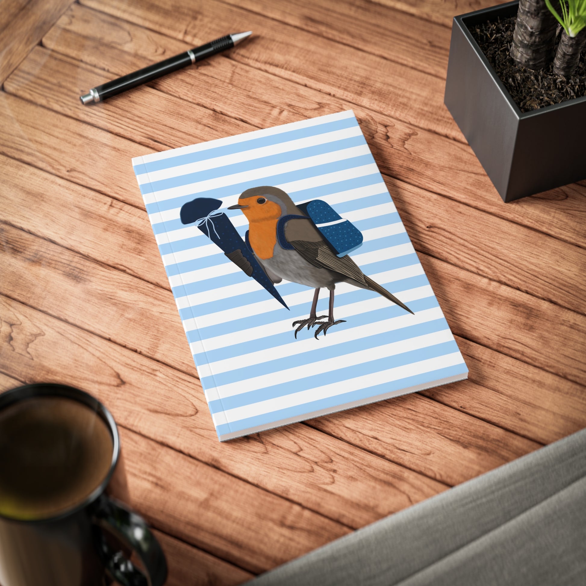 Rotkehlchen Notizbuch Geschenk zur Einschulung  A5 Softcover 150 Seiten Liniert