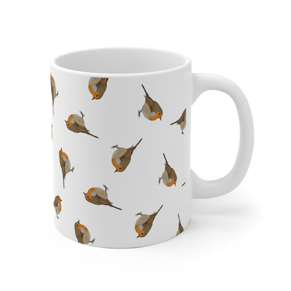 Rotkehlchen Tasse mit Streumuster | Vogelmotiv Kaffeebecher für Vogelbeobachter & Naturfreunde