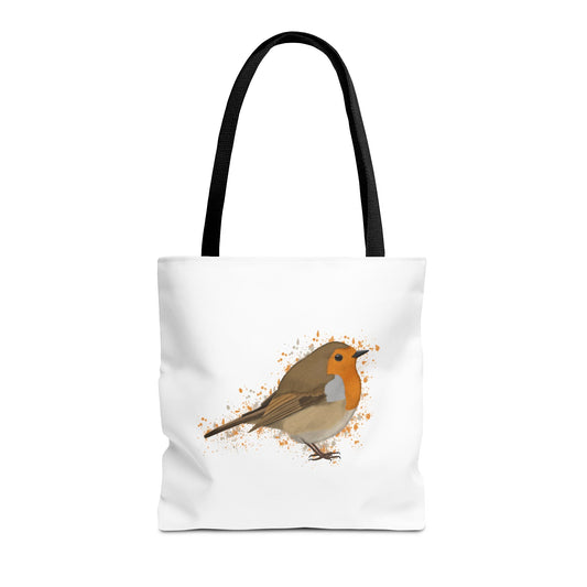 Rotkehlchen Tragetasche 40x40cm Vogel Tasche Weiß für Vogelbeobachter