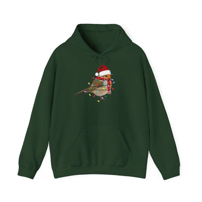 Rotkehlchen Weihnachts-Hoodie - Vogel als Weihnachtsmann mit Lichterkette Sweater