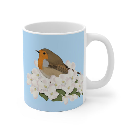 Rotkehlchen mit Apfelblüten im Frühling Vogel Tasse für Vogelfreunde