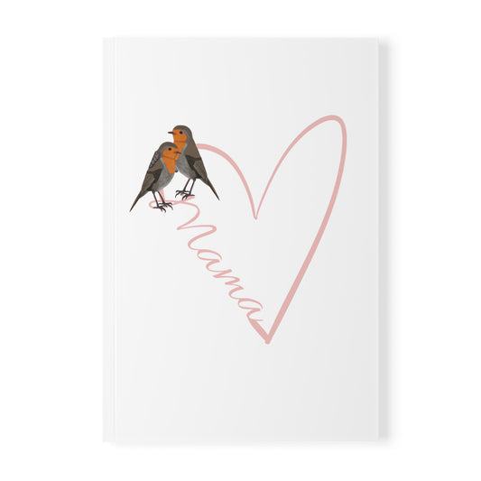 Rotkehlchen mit rosa Herz Mama Vogel Softcover Notizbuch 150 Seiten Liniert zum Muttertag