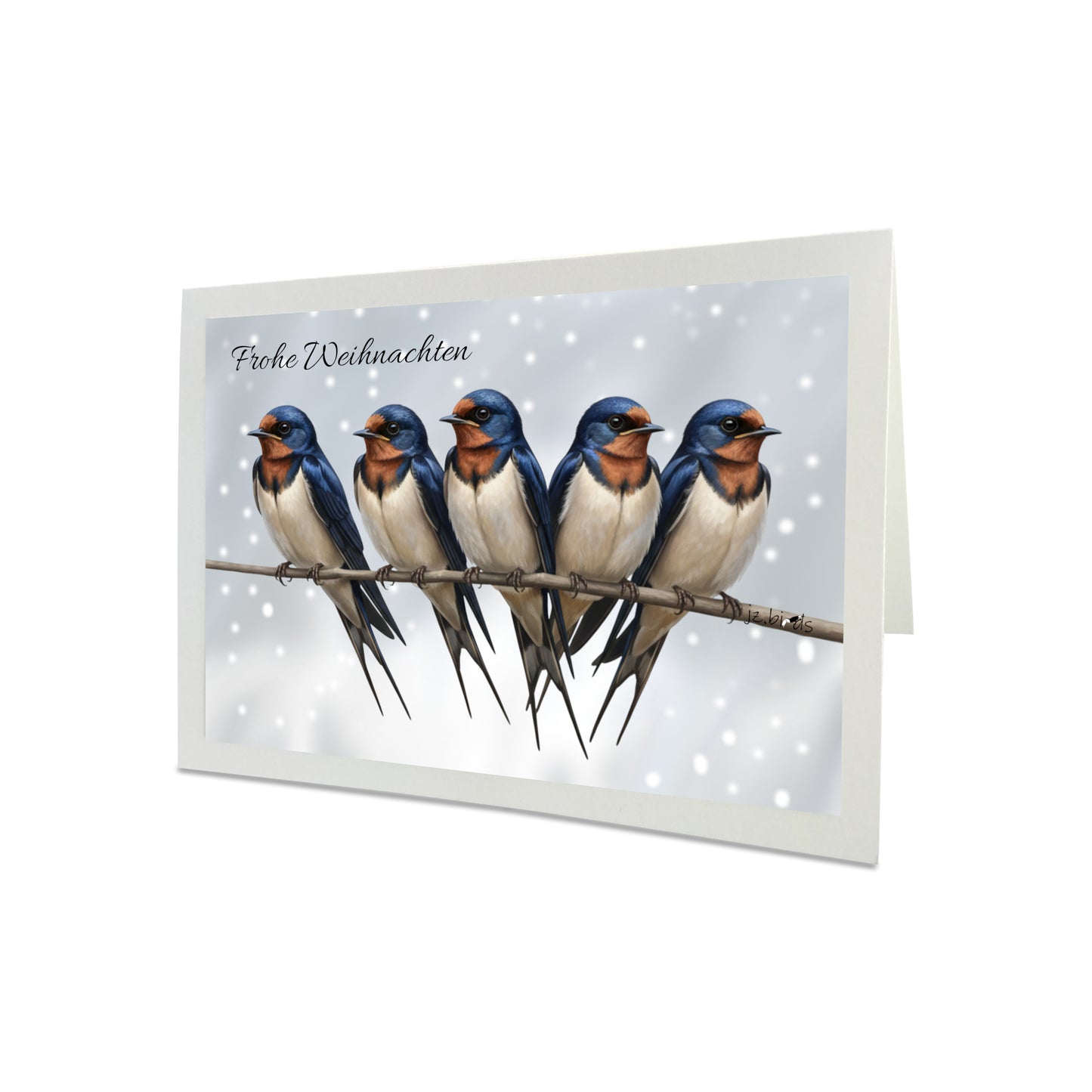 Schwalben auf einem Ast Weihnachtskarte Frohe Weihnachten Inklusive Umschlag