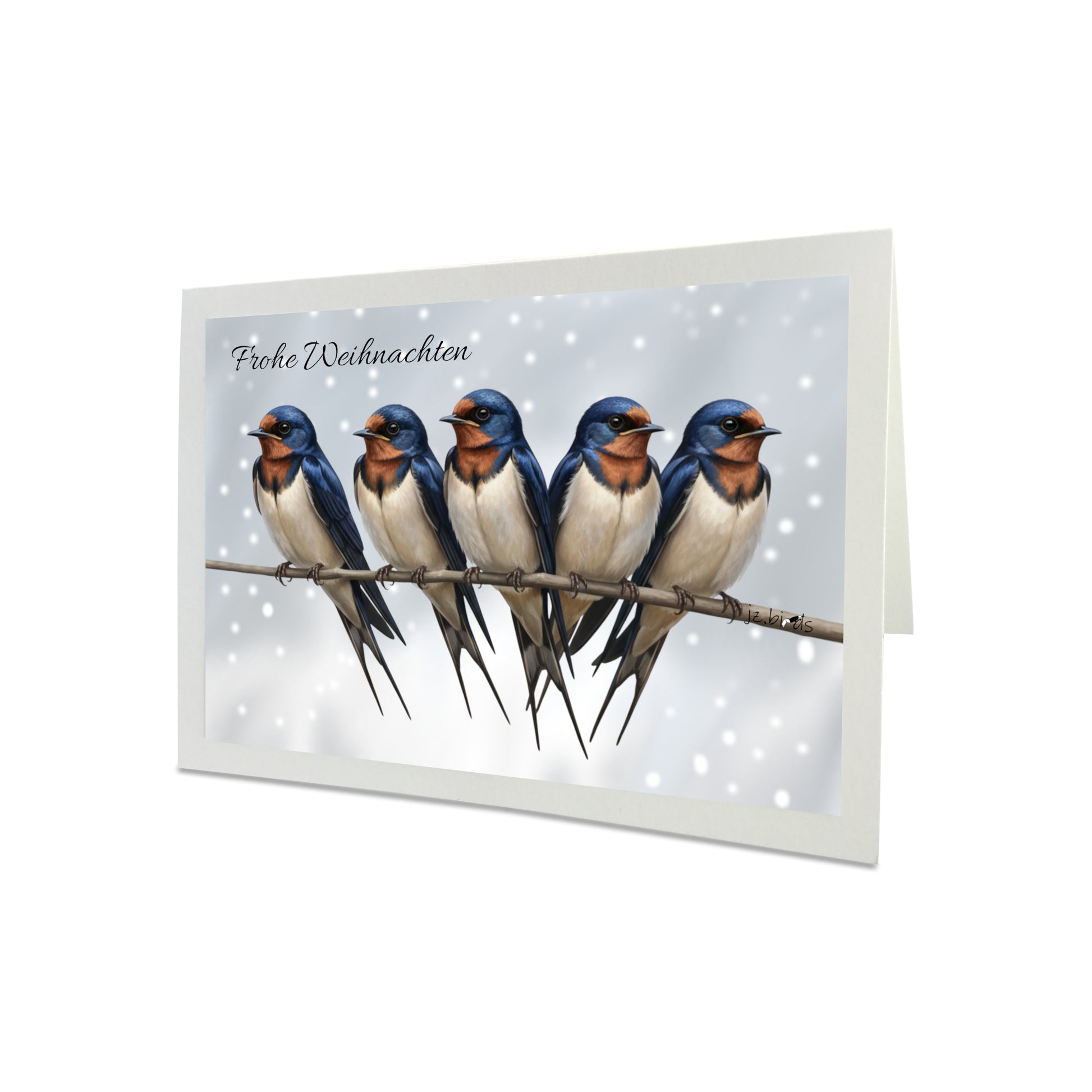 Schwalben auf einem Ast Weihnachtskarte Frohe Weihnachten Inklusive Umschlag