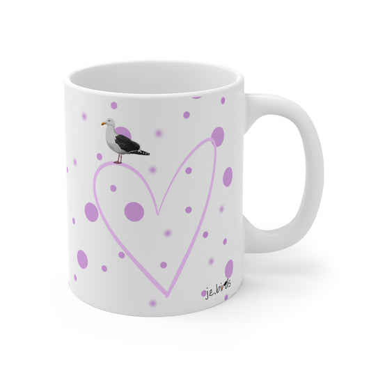 Seagull Valentine's Day Bird Mug 11oz Pink Heart