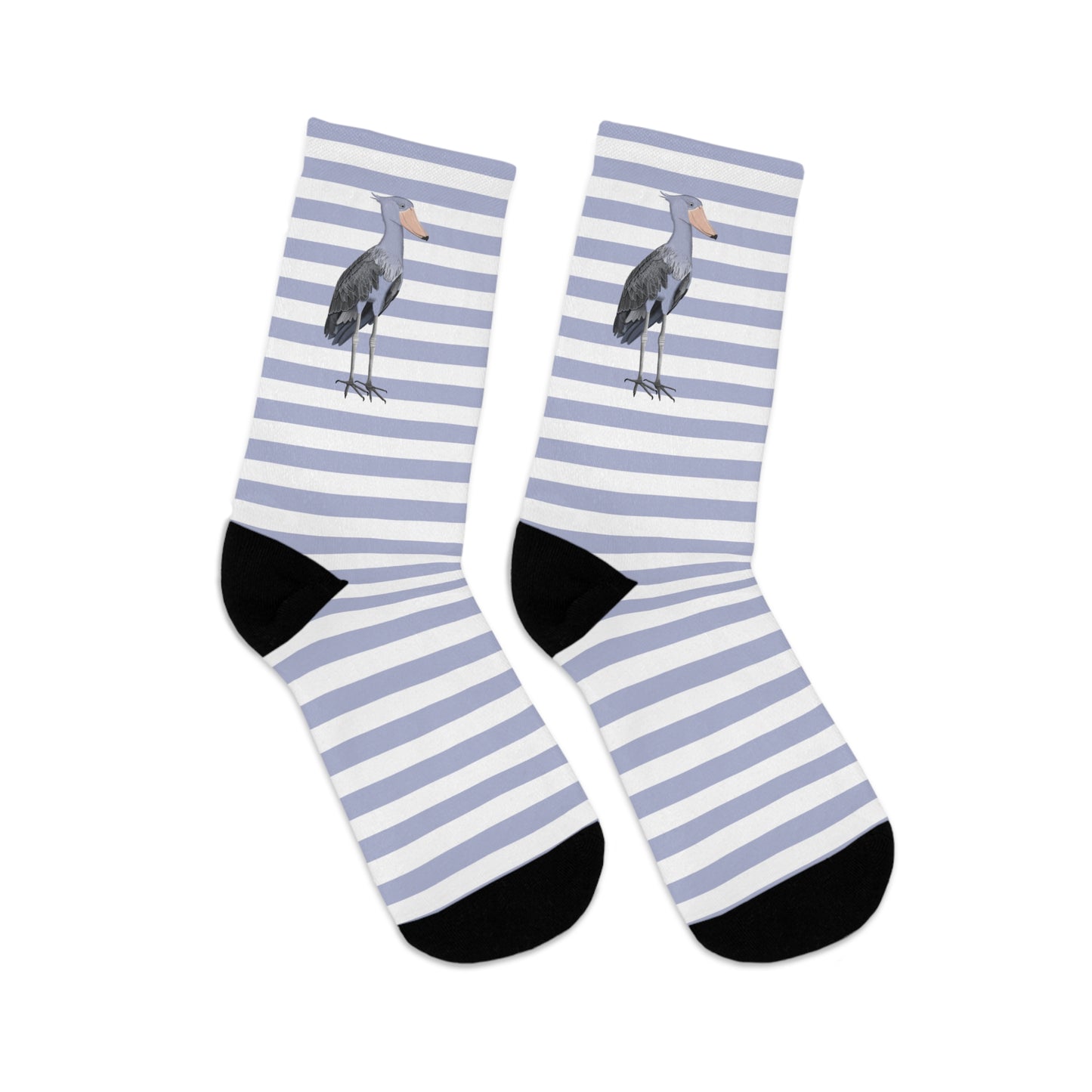 Shoebill Stripes Purple White Birding & Birdwatching Bird Socks
