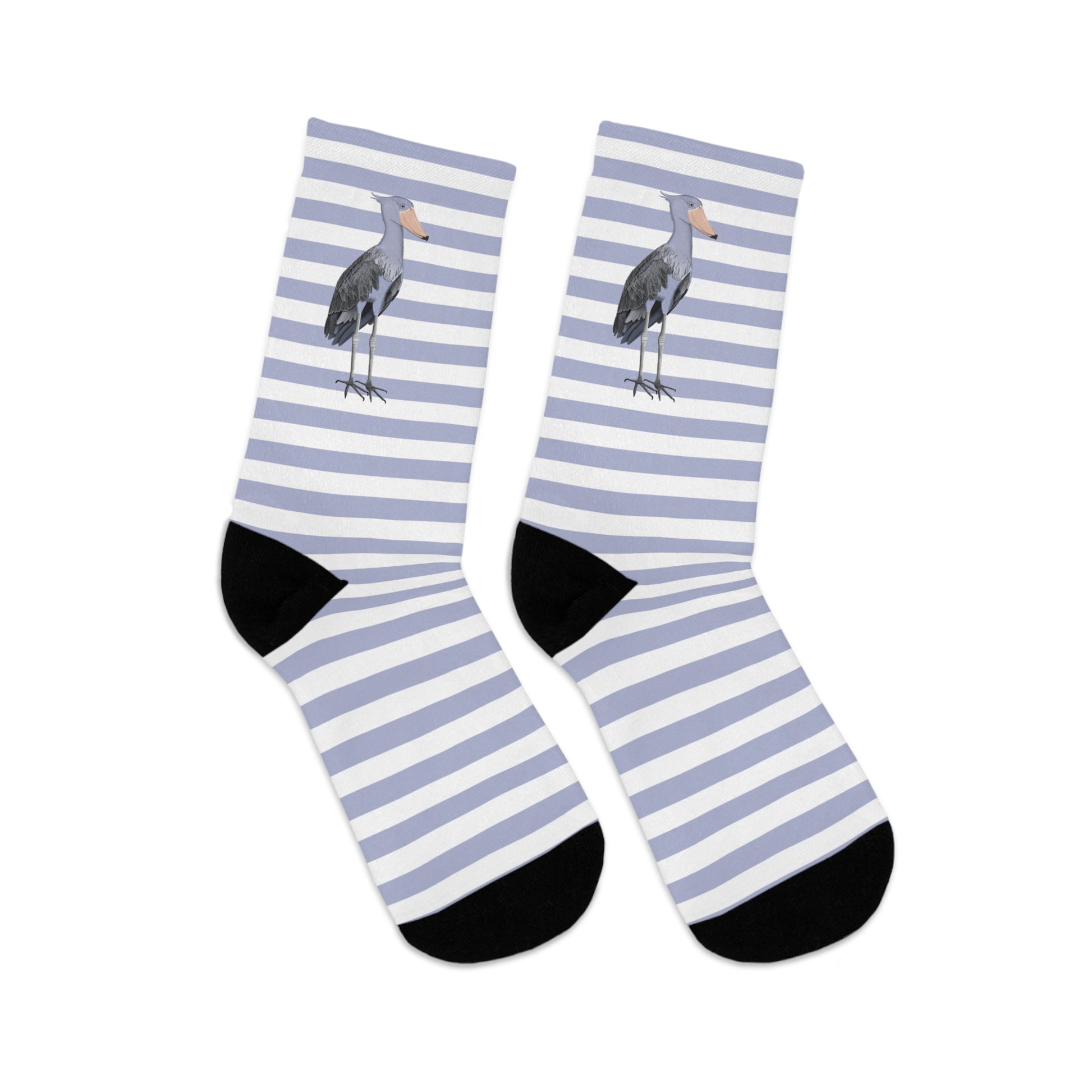 Shoebill Stripes Purple White Birding & Birdwatching Bird Socks