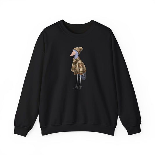 Shoebill Winter Sweatshirt | Bird Watcher Crewneck | Unisex Songbirds Wearing Knit Gift for Bird Lovers