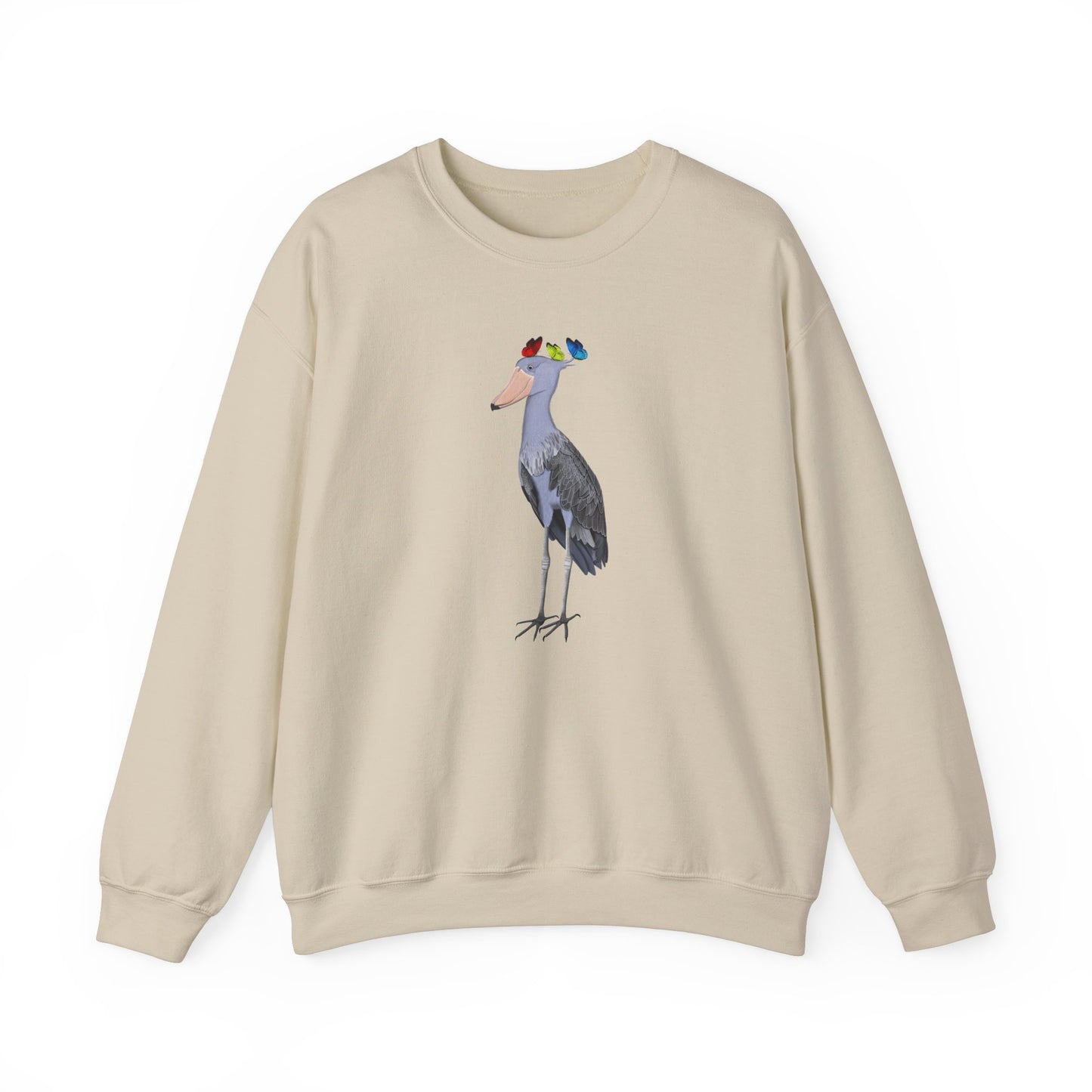 Shoebill with Butterflies Bird Birding & Birdwatching Sweatshirt