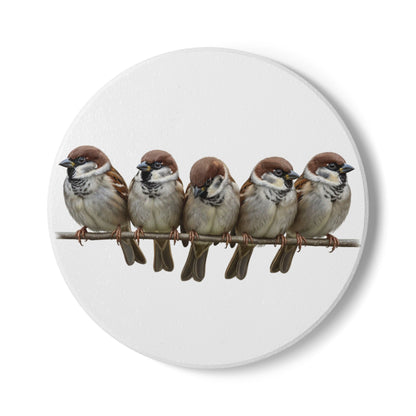 Spatzen Keramik-Untersetzer Vogelmotiv Weiß