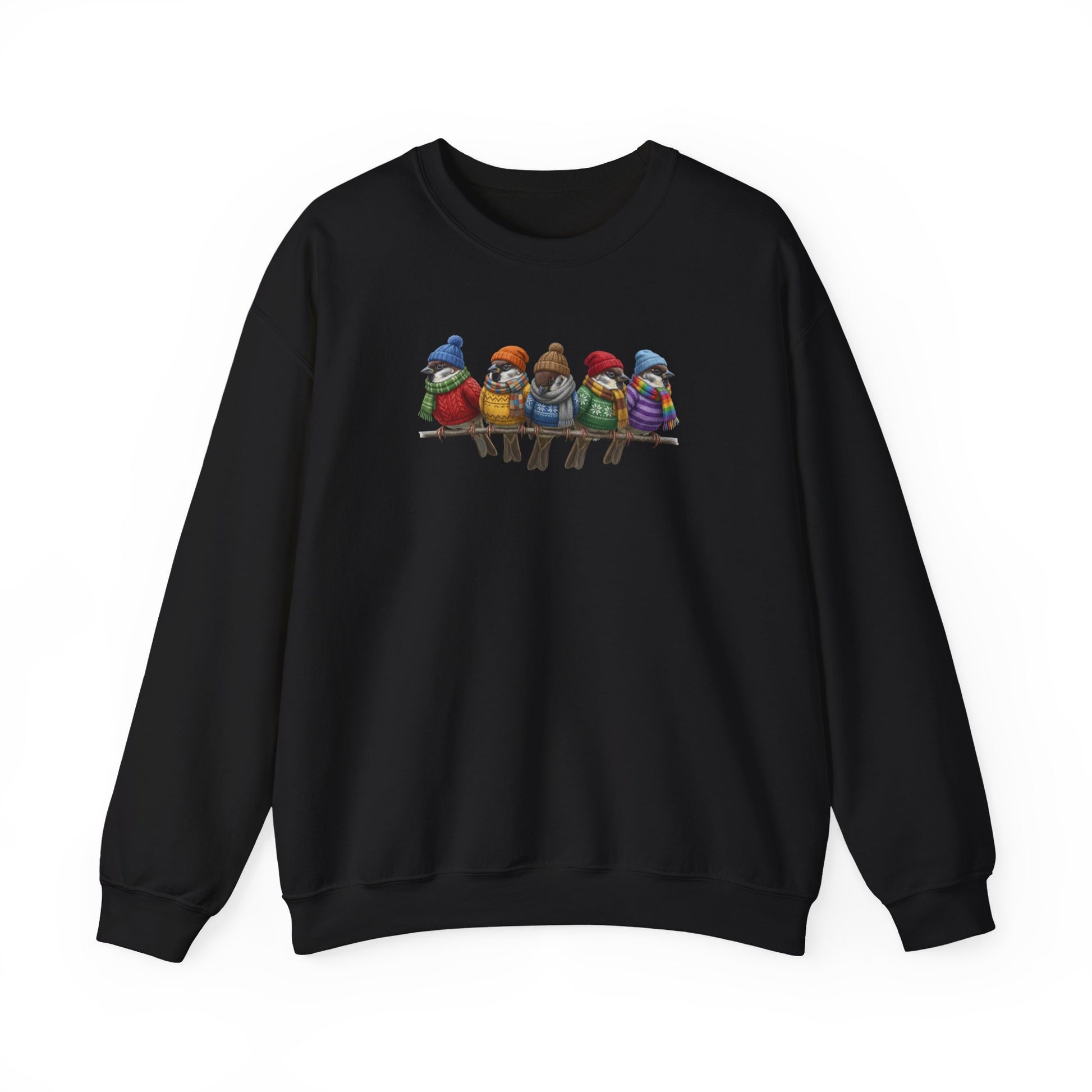 Spatzen in Strick Winter-Sweatshirt | Unisex Vogel Sweater für Vogelfreunde & Vogelbeobachter