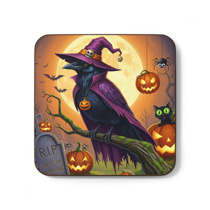 Spooky Halloween Coasters - Cute Crow & Cat Fall Table Decor