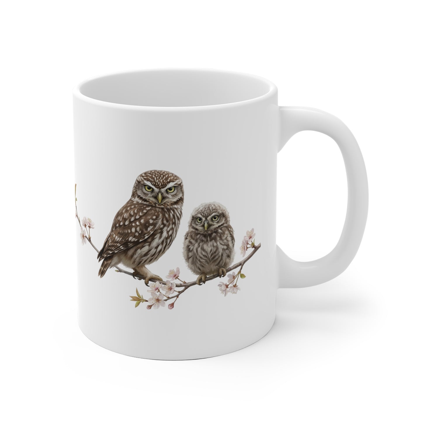 Steinkauz mit Ästling Premium Keramiktasse | Geschenk für Vogelbeobachter