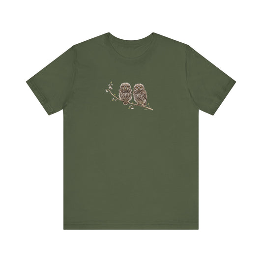 Steinkauz Ästling T-Shirt | Süßes Frühlingsblüten Vogelmotiv für Vogelbeobachter