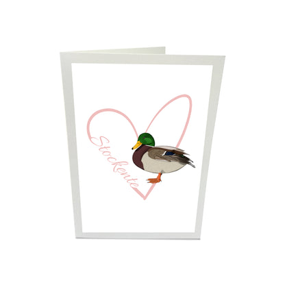 Stockente Glückwunschkarte Vogel mit Herz Geburtstag Inklusive Umschlag