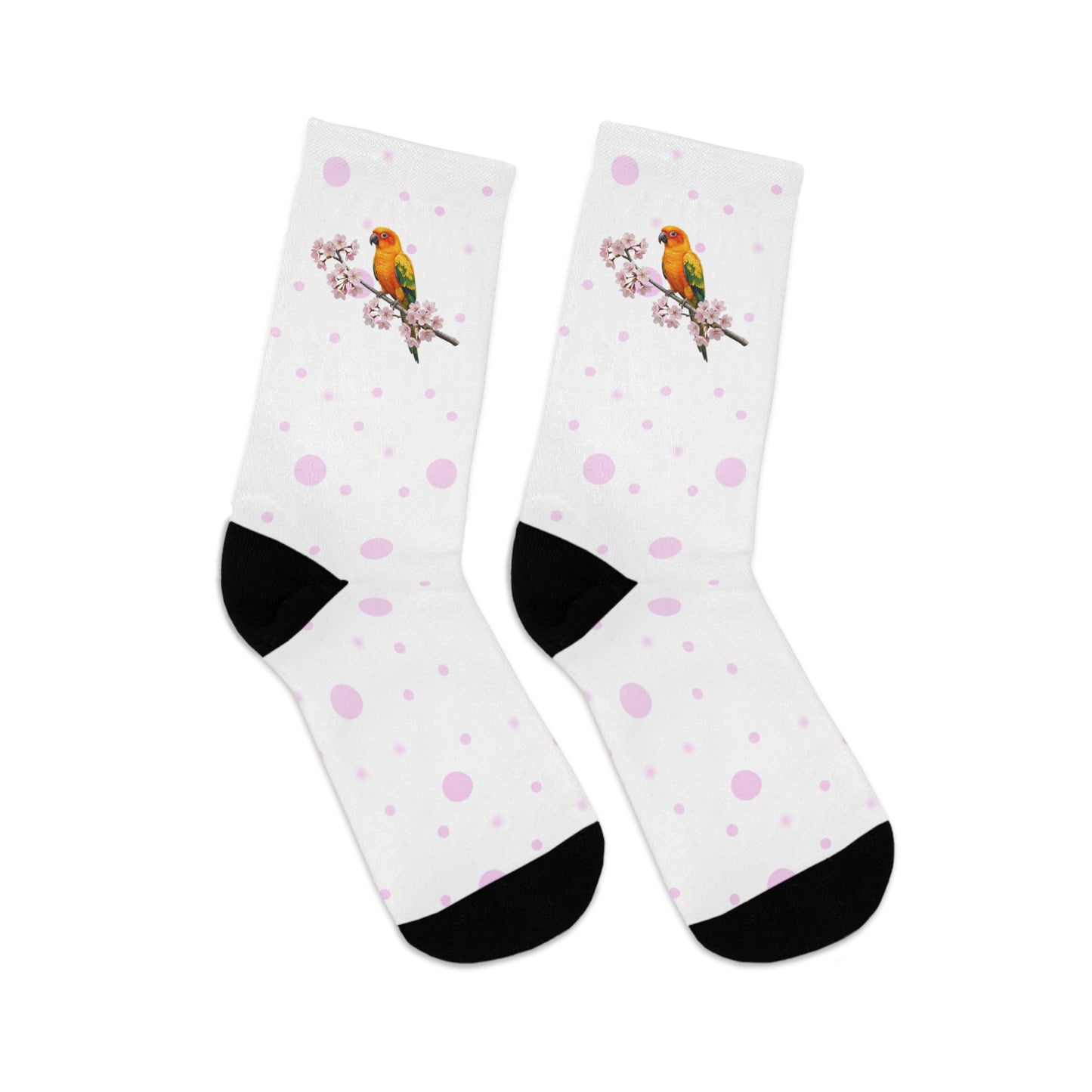 Sun Conure Cherry Blossom Socks White | Floral Birdwatching Gift
