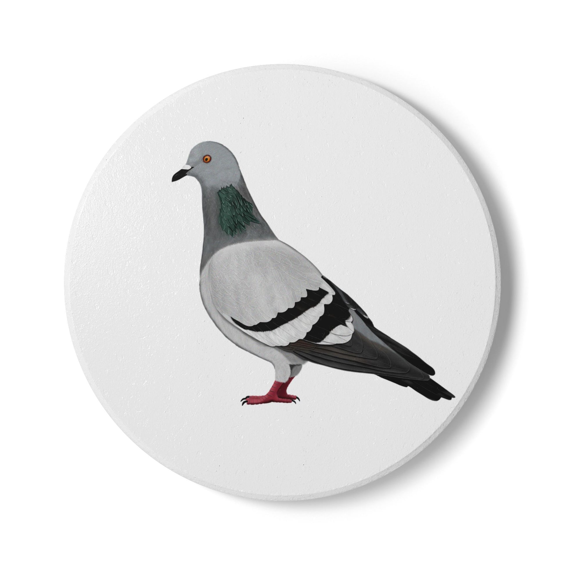 Taube Keramik-Untersetzer Vogelmotiv Weiß