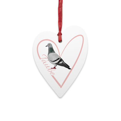 Taube Ornament Herz aus Holz mit Vogelmotiv für Vogelfreunde