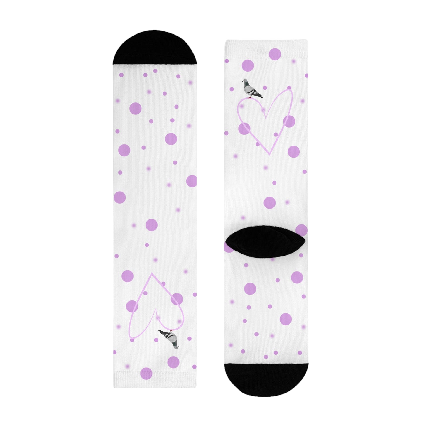 Taube Vogel Socken mit Rosa Herz und Punkten Valentinstag