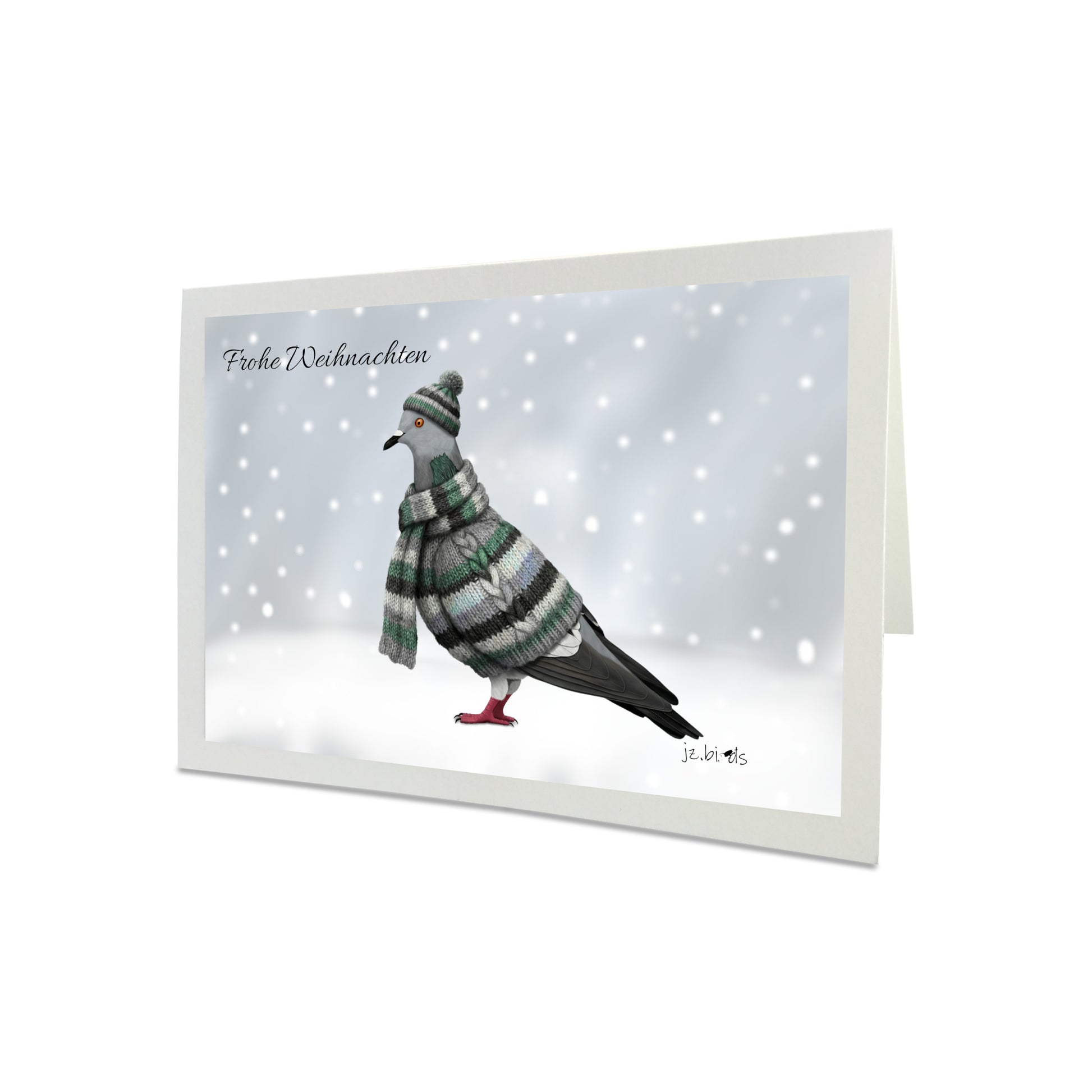 Taube mit Strickpullover Weihnachtskarte Frohe Weihnachten Inklusive Umschlag