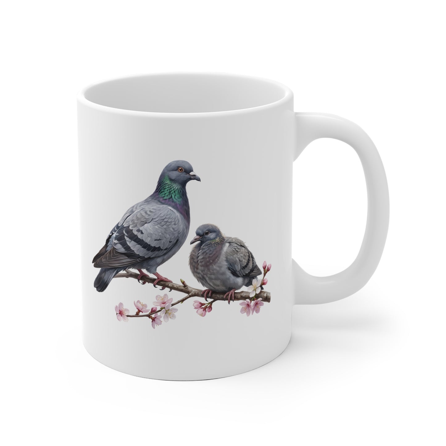 Taube mit Ästling Premium Keramiktasse | Geschenk für Vogelbeobachter