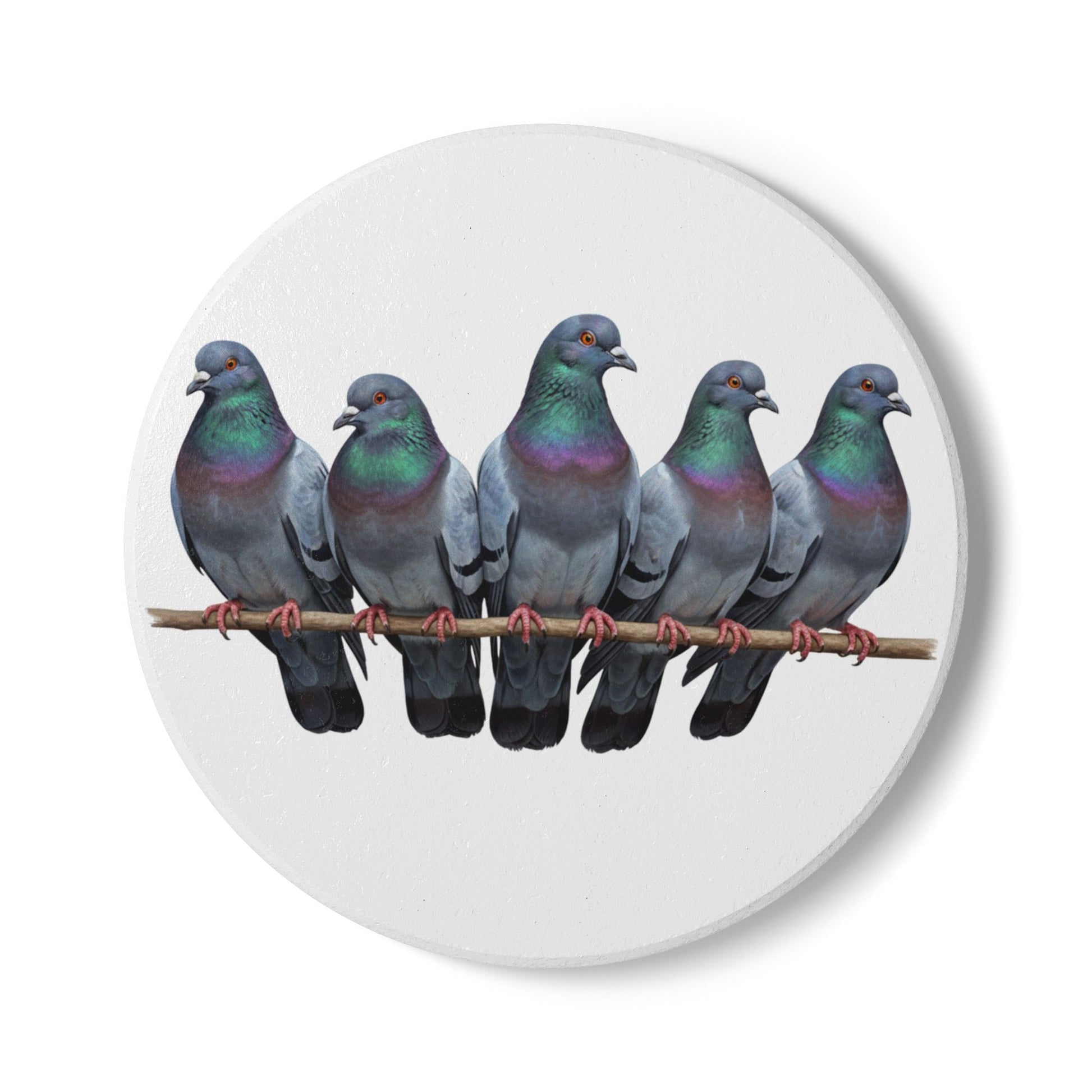 Tauben Keramik-Untersetzer Vogelmotiv Weiß