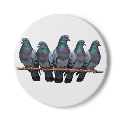 Tauben Keramik-Untersetzer Vogelmotiv Weiß