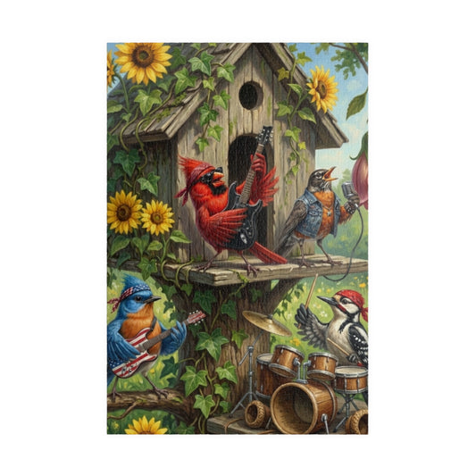 The Backyard Birds Concert Jigsaw Puzzle | Sunflower & Birdhouse Scene | Premium Bird Lover Gift (110 - 1014 Pieces)