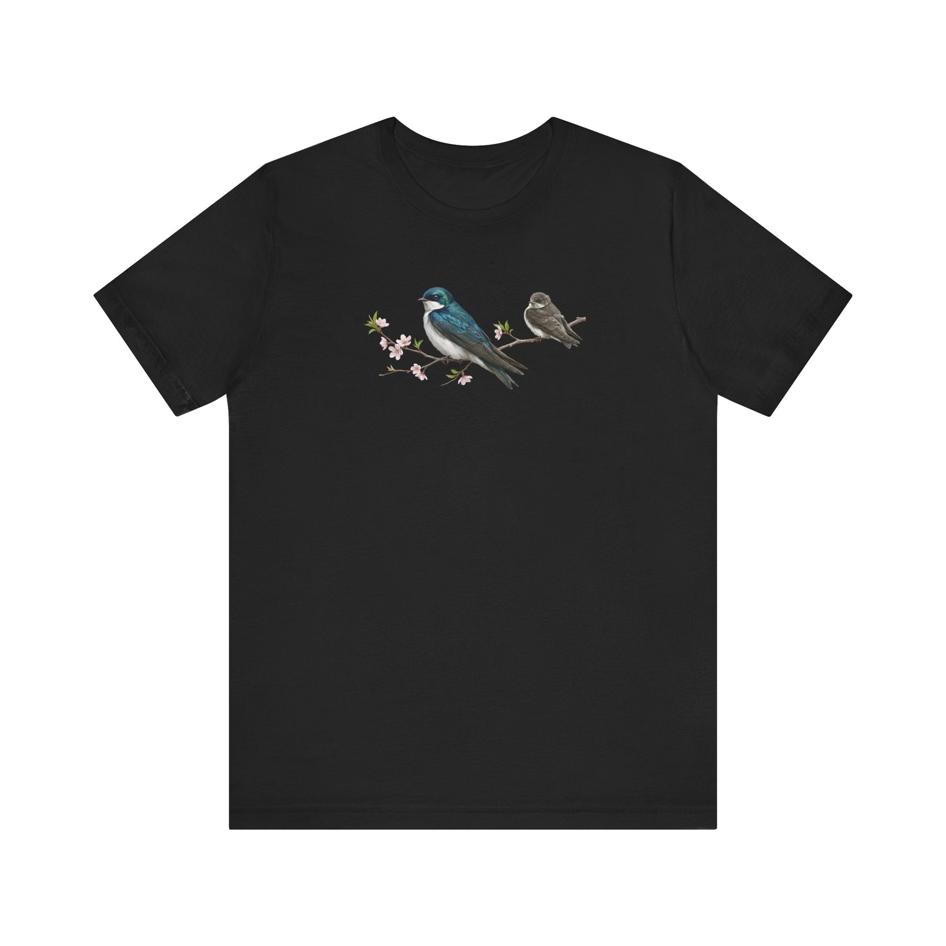 Tree Swallow & Fledgling T-Shirt | Spring Blossoms Unisex Graphic Tee