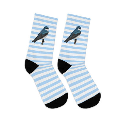 Tree Swallow Stripes Blue White Birding & Birdwatching Bird Socks