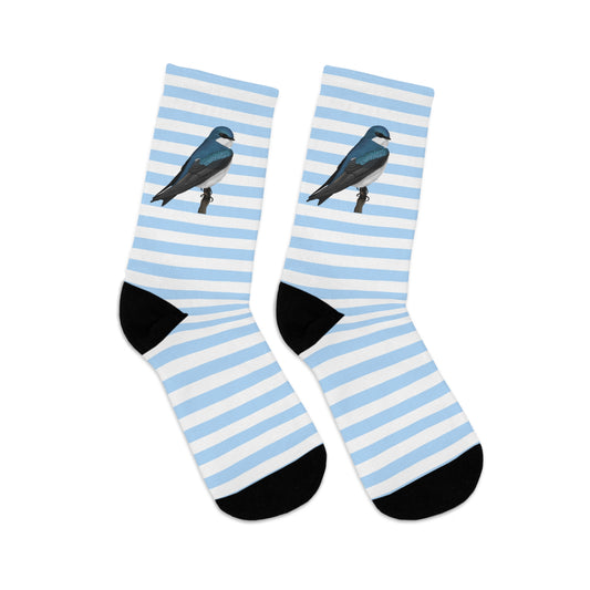 Tree Swallow Stripes Blue White Birding & Birdwatching Bird Socks