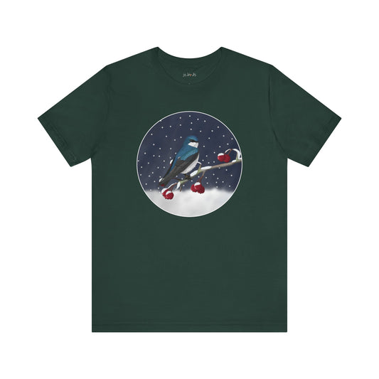 Tree Swallow on a Winter Branch Birdwatcher Christmas Bird T-Shirt