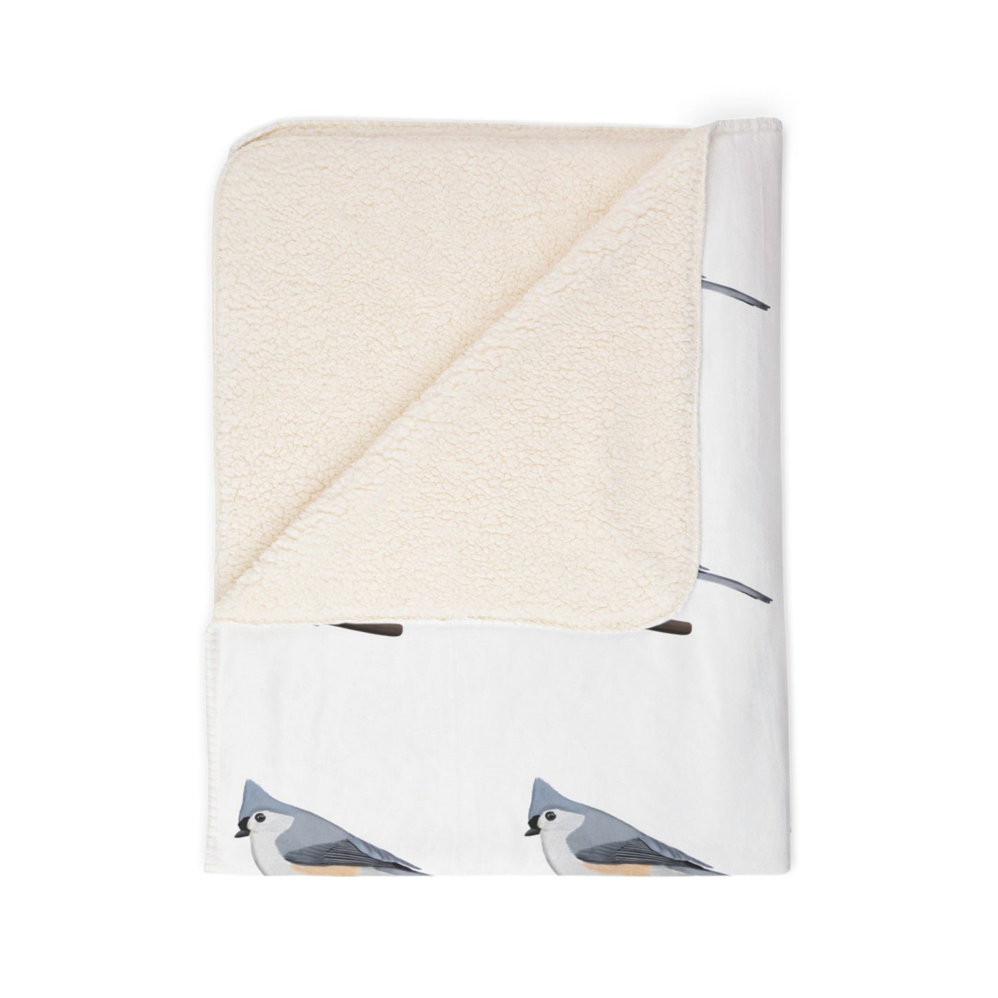 Tufted Titmouse Art Fleece Sherpa Blanket (60"x80") - Thick, Ultra-Soft & Cozy Throw for Bird Lovers