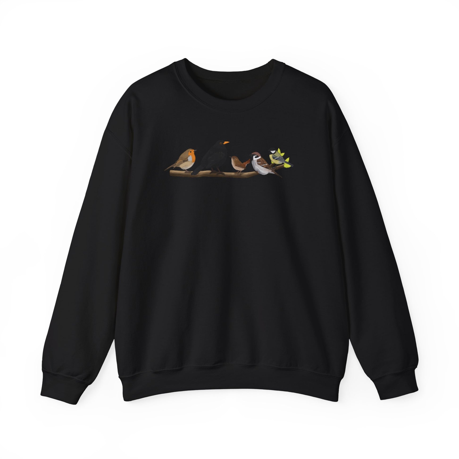 Vögel auf einem Ast Vogel Sweatshirt Amsel Rotkehlchen Kohlmeise Zaunkönig Spatz
