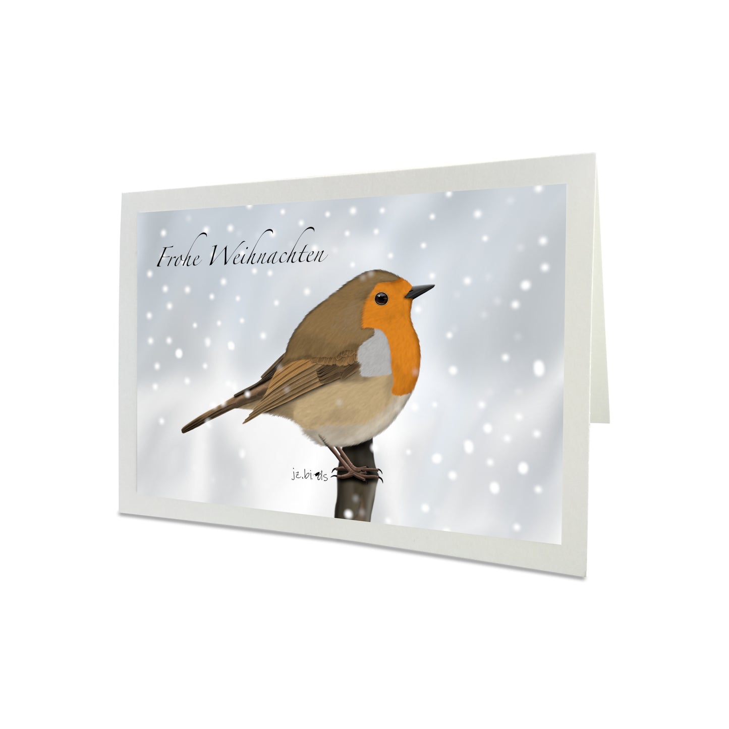 Weihnachtskarte Rotkehlchen im Schnee Vogel Zeichnung Frohe Weihnachten Inklusive Umschlag