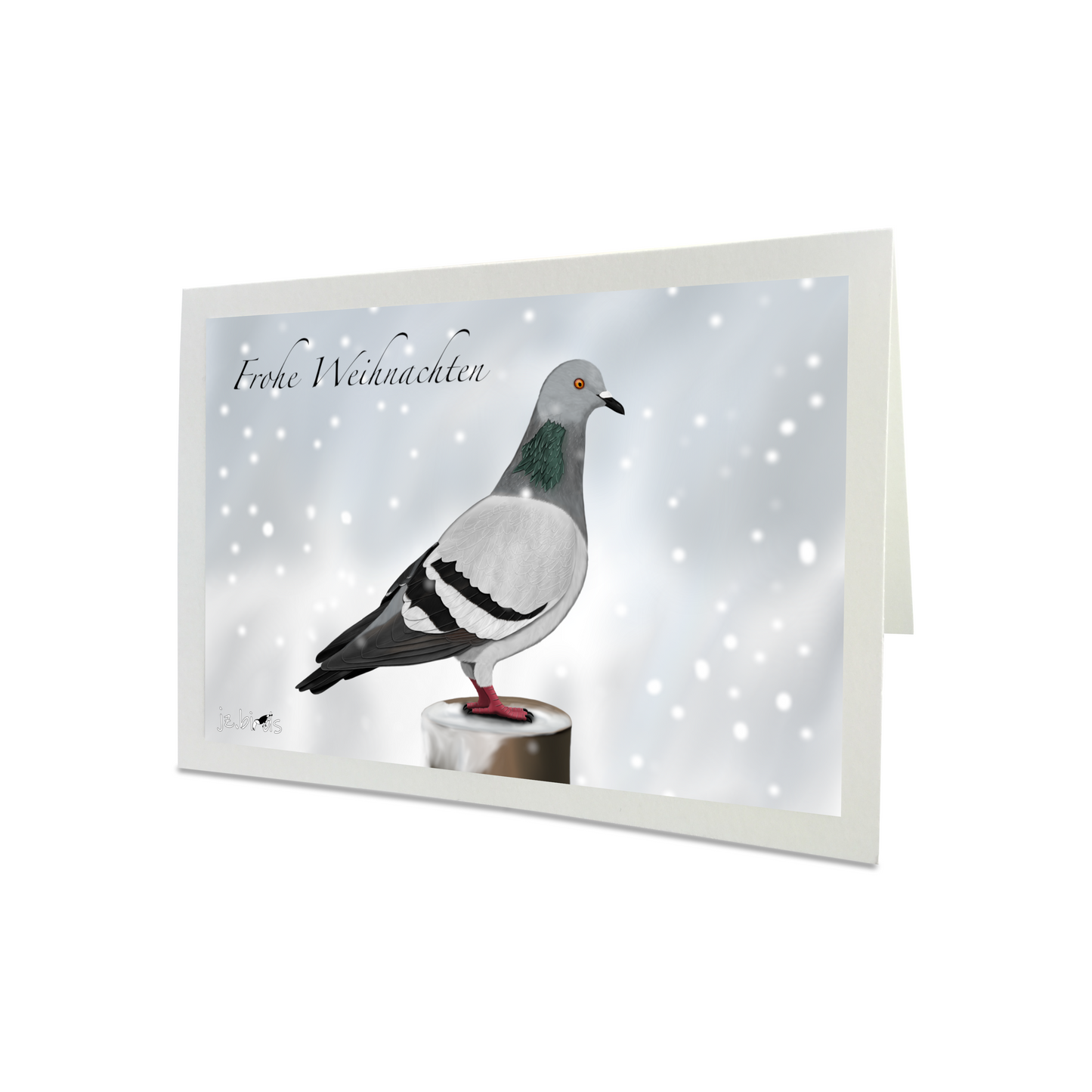 Weihnachtskarte Taube im Schnee Vogel Zeichnung Frohe Weihnachten Inklusive Umschlag