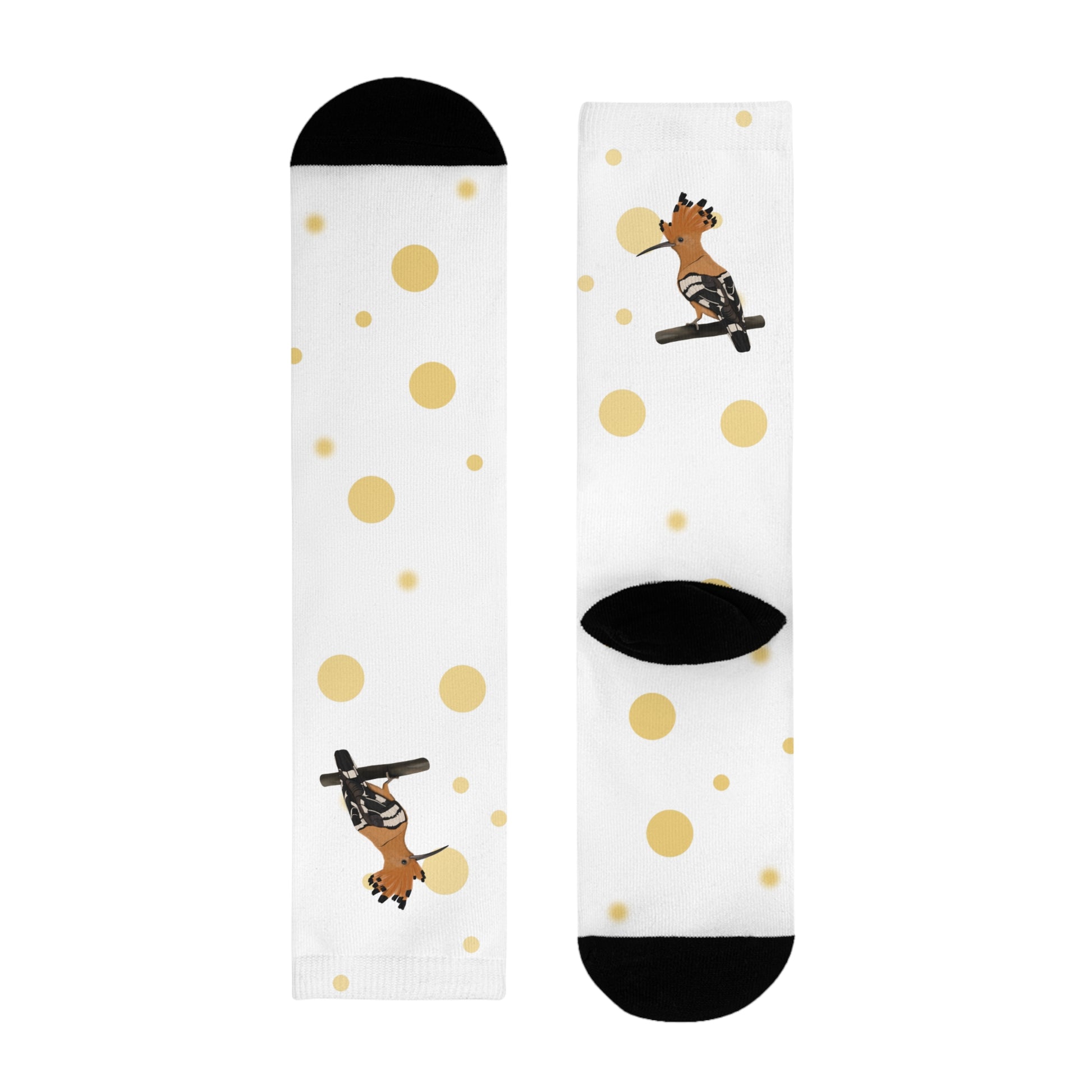 Wiedehopf Vogel Socken mit Goldenen Punkten für Vogelfreunde & Vogelbeobachter Weiß