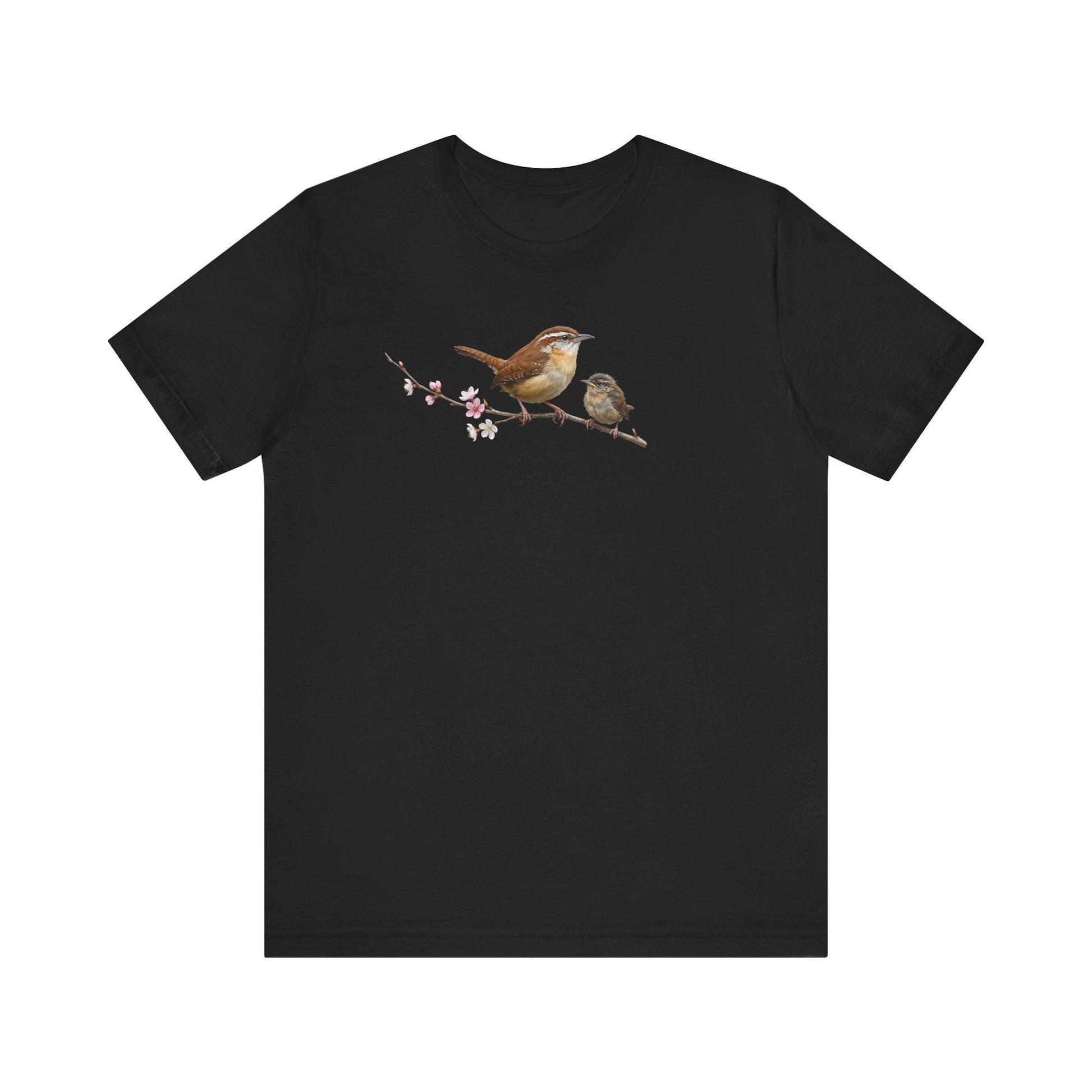 Zaunkönig & Jungvogel T-Shirt | Frühlingsblüten Vogelmotiv für Vogelbeobachter